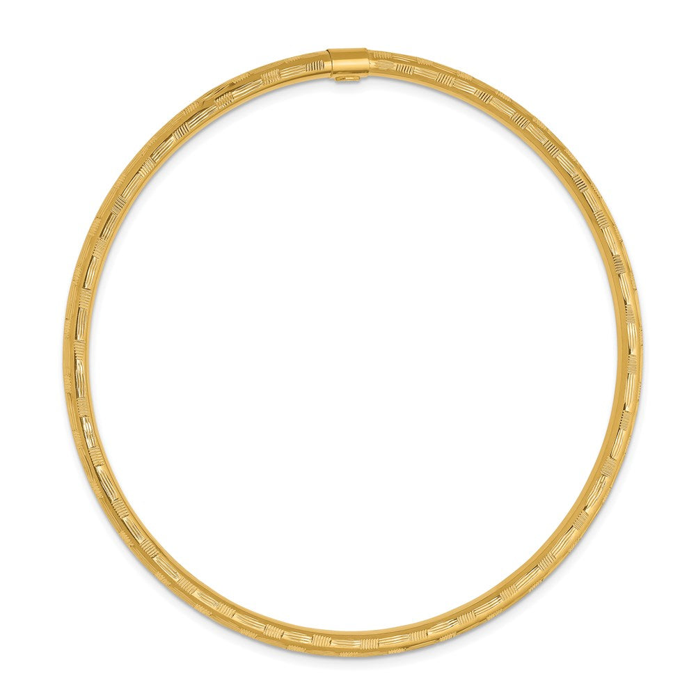 14k Polished Diamond-cut 3.00mm Slip-on Round Bangle Bracelet - 2