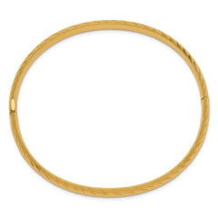 14k 4/16 Polished Textured 6.00mm Hinged Oval Bangle Bracelet