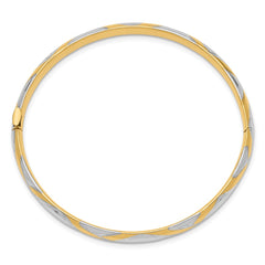 14k 3/16 w/White Rhodium Criss-Cross Children's Hinged Bangle
