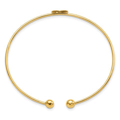 14K Polished Heart 1.50mm Flexible Oval Bangle Bracelet