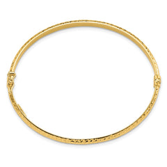 14K Polished Diamond-cut 4.00mm Hinged Oval Bangle Bracelet