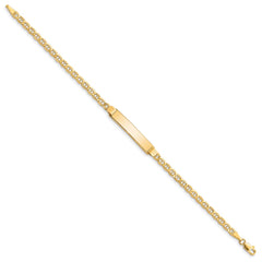 14k Polished Semi-Solid Chain/Solid Plate Anchor Link 25.5x5mm Plate 8 inch ID Bracelet