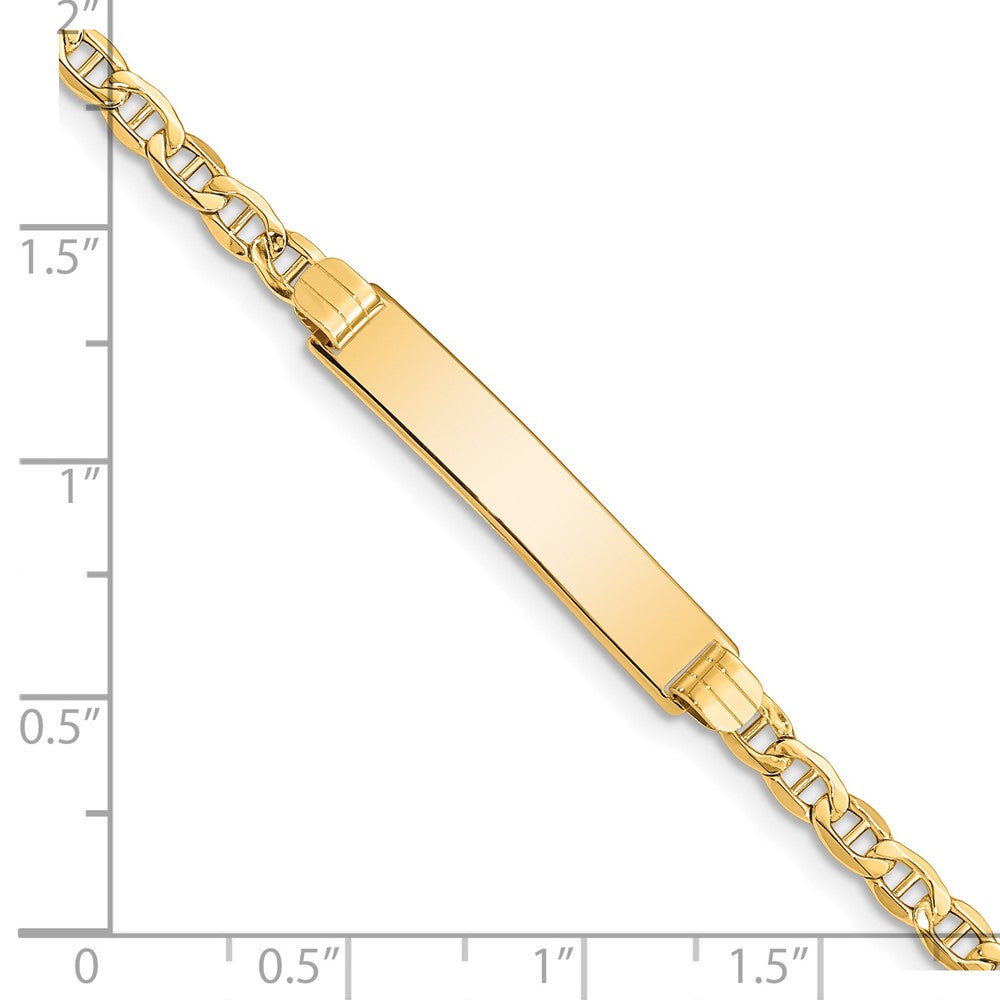 14k Polished Semi-Solid Chain/Solid Plate Anchor Link 25.5x5mm Plate 8 inch ID Bracelet