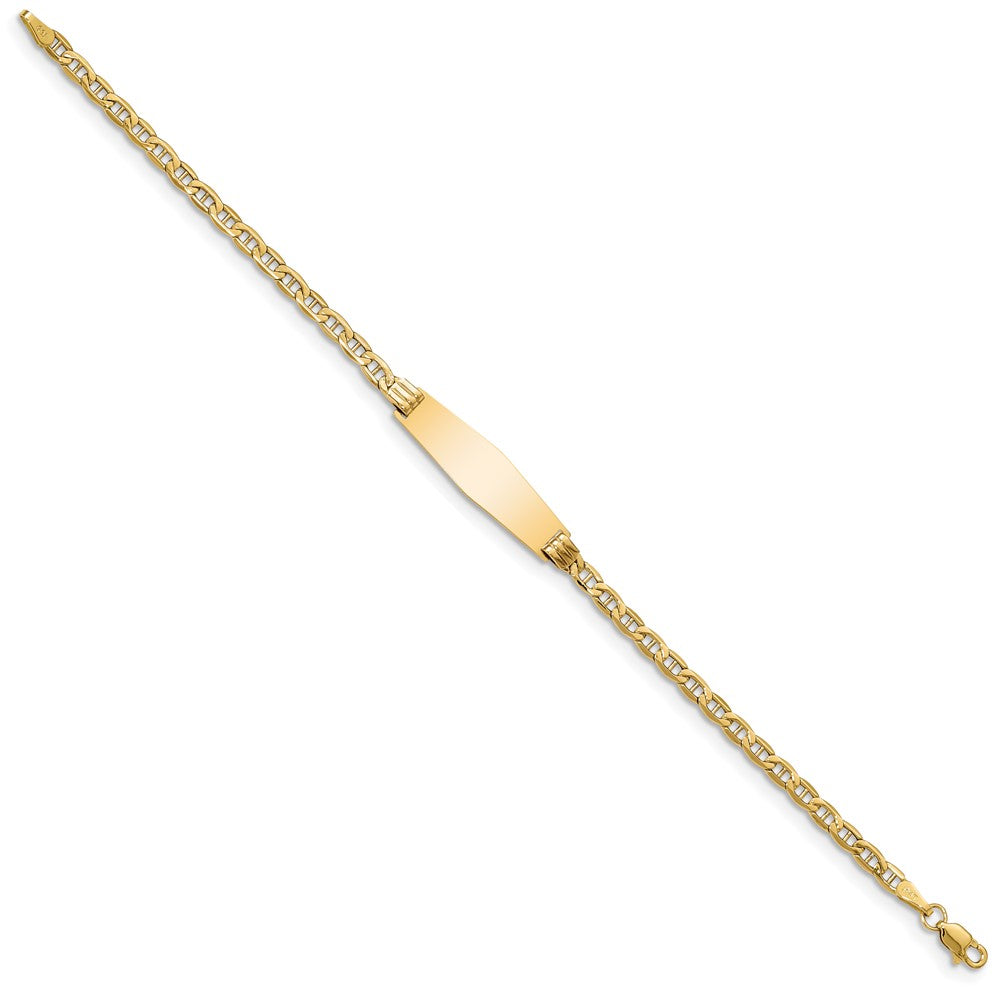 14k Polished Semi-Solid Chain/Solid Plate Anchor Link Soft Diamond Shape 25.5x7.8mm Plate 8 inch ID Bracelet