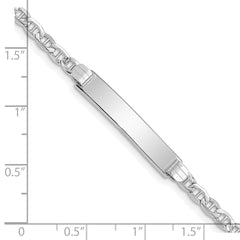 14k White Gold Polished Semi-Solid Chain/Solid Plate Anchor Link 26x5mm Plate 7 inch ID Bracelet