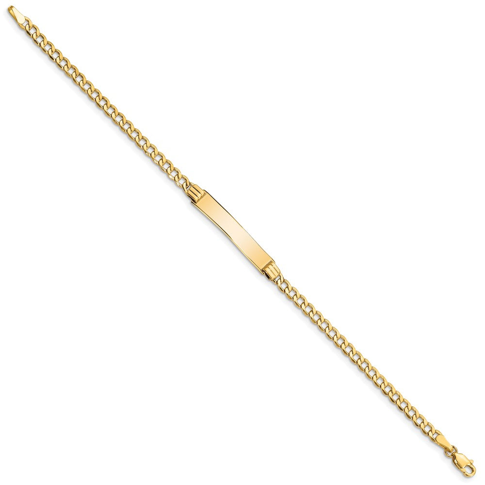 14k Polished Semi-Solid Chain/Solid Plate Cuban Link 25.5x5mm Plate 8 inch ID Bracelet
