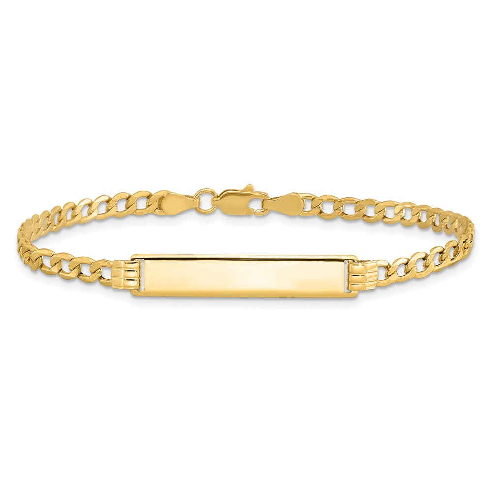 14k Polished Semi-Solid Chain/Solid Plate Cuban Link 25.5x5mm Plate 8 inch ID Bracelet