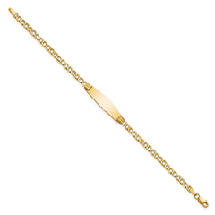 14k Semi-solid Soft Diamond Shape Cuban Link ID Bracelet