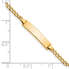 14k Polished Semi-Solid Chain/Solid Plate Cuban Link 20x4.5mm Plate 6 inch Baby/Child ID Bracelet