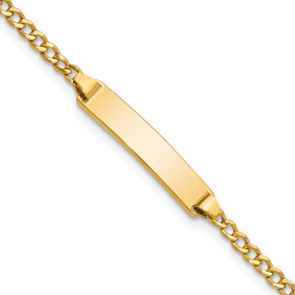 14k Polished Semi-Solid Chain/Solid Plate Cuban Link 20x4.5mm Plate 6 inch Baby/Child ID Bracelet