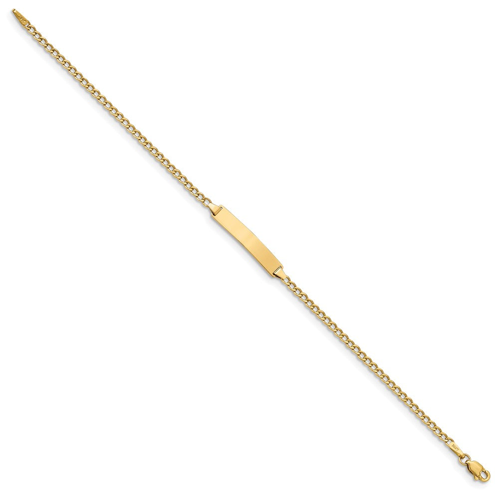 14k Polished Semi-Solid Chain/Solid Plate Cuban Link 23x4.3mm Plate 7 inch ID Bracelet