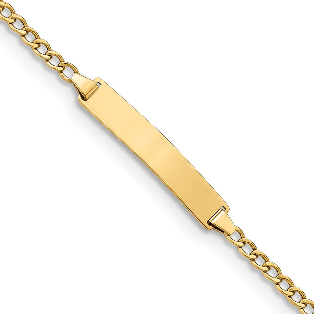 14k Polished Semi-Solid Chain/Solid Plate Cuban Link 23x4.3mm Plate 8 inch ID Bracelet