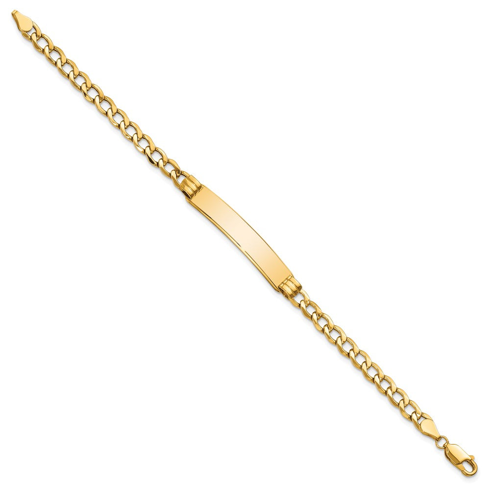 14k Polished Semi-Solid Chain/Solid Plate Cuban Link 35x7mm Plate 8 inch ID Bracelet