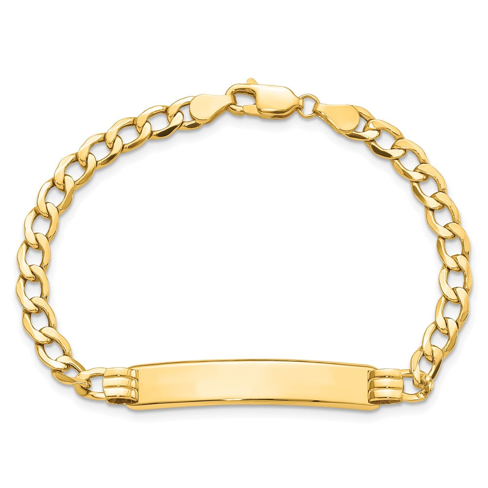 14k Polished Semi-Solid Chain/Solid Plate Cuban Link 35x7mm Plate 8 inch ID Bracelet