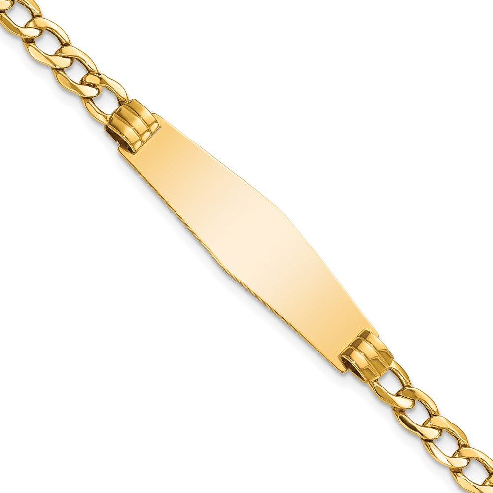 14k 9 inch Polished Semi-Solid Soft Diamond Shape Cuban ID Bracelet