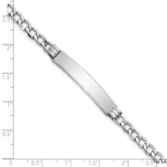 14k White Gold Polished Semi-Solid Chain/Solid Plate Cuban Link 35x7mm Plate 8 inch ID Bracelet