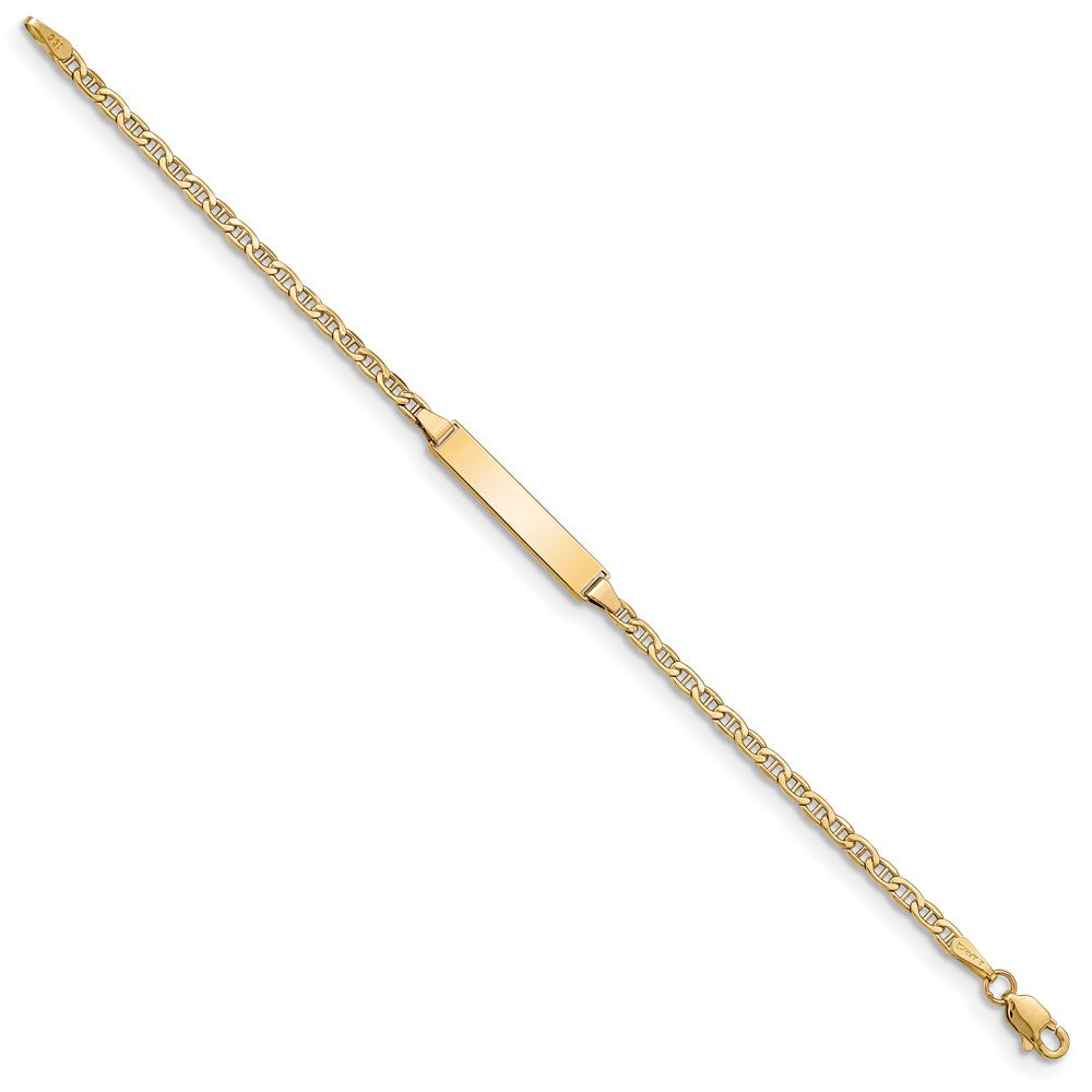 14k Polished Semi-Solid Chain/Solid Plate Anchor Link 20.5x4.5mm Plate 6 inch Baby/Child ID Bracelet
