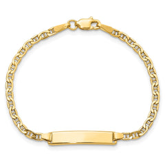 14k Polished Semi-Solid Chain/Solid Plate Anchor Link 20.5x4.5mm Plate 6 inch Baby/Child ID Bracelet