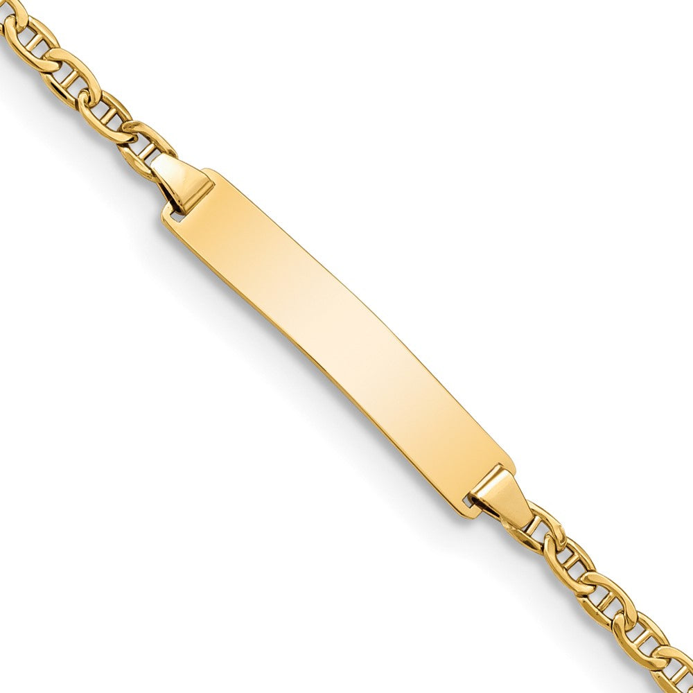 14k Polished Semi-Solid Chain/Solid Plate Anchor Link 23x4.5mm Plate 7 inch ID Bracelet