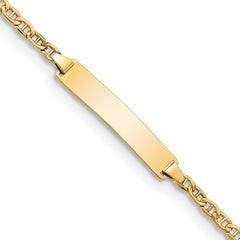 14k Polished Semi-Solid Chain/Solid Plate Anchor Link 23x4.5mm Plate 7 inch ID Bracelet