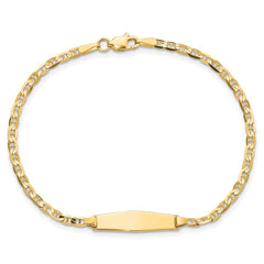 14k Polished Semi-Solid Chain/Solid Plate Anchor Link Soft Diamond Shape 19.5x5.5mm Plate 6 inch Baby/Child ID Bracelet