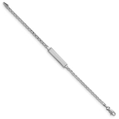 14k White Gold Polished Semi-Solid Chain/Solid Plate Anchor Link 20x4.5mm Plate 6 inch Baby/Child ID Bracelet