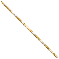 14k Polished Semi-Solid Chain/Solid Plate Cuban Link 19.5x4.5mm Plate 7 inch ID Bracelet