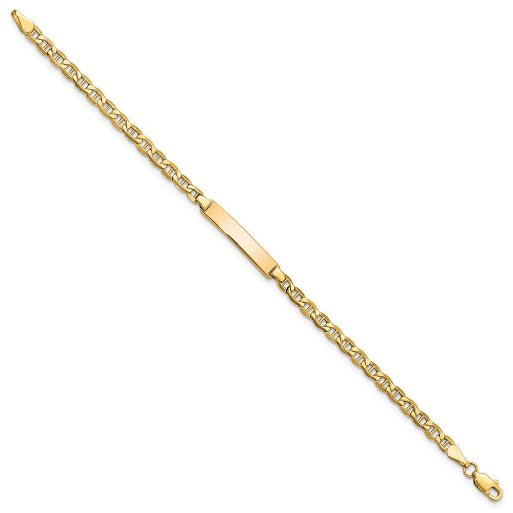14k Polished Semi-Solid Chain/Solid Plate Anchor Link 23.3x4.5mm Plate 6 inch Baby/Child ID Bracelet