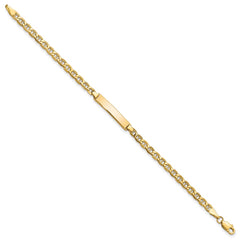 14k Polished Semi-Solid Chain/Solid Plate Anchor Link 23.3x4.5mm Plate 6 inch Baby/Child ID Bracelet