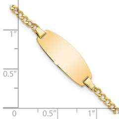 14k Polished Semi-Solid Chain/Solid Plate Curb Link Oval 18.5x8.5mm Plate 5.5 inch Baby/Child ID Bracelet