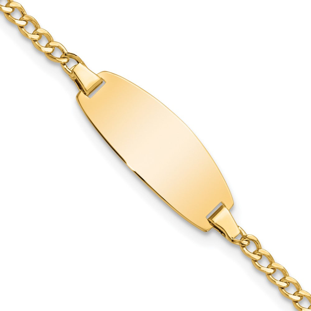 14k Polished Semi-Solid Chain/Solid Plate Curb Link Oval 18.5x8.5mm Plate 5.5 inch Baby/Child ID Bracelet