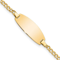 14k Polished Semi-Solid Chain/Solid Plate Curb Link Oval 18.5x8.5mm Plate 5.5 inch Baby/Child ID Bracelet