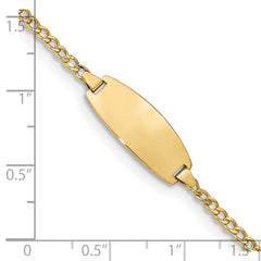 14k Polished Semi-Solid Chain/Solid Plate Curb Link Oval 18.5x8.5mm Plate 6 inch Baby/Child ID Bracelet