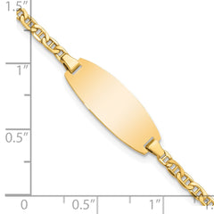 14k Polished Semi-Solid Chain/Solid Plate Anchor Link Oval 18.5x8.5mm Plate 5.5 inch Baby/Child ID Bracelet