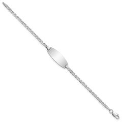 14k White Gold Polished Semi-Solid Chain/Solid Plate Anchor Link Oval 18.5x8.5mm Plate 5.5 inch Baby/Child ID Bracelet