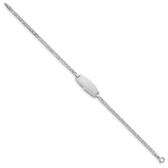 14k White Gold Polished Semi-Solid Chain/Solid Plate Anchor Link Oval 18.5x8.5mm Plate 6 inch Baby/Child ID Bracelet