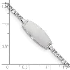 14k White Gold Polished Semi-Solid Chain/Solid Plate Anchor Link Oval 18.5x8.5mm Plate 6 inch Baby/Child ID Bracelet
