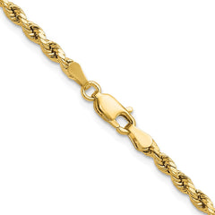 14K 24 inch 3mm Semi Solid Diamond-cut Rope with Lobster Clasp Chain