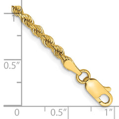 14K 8 inch 3mm Semi Solid Diamond-cut Rope with Lobster Clasp Chain