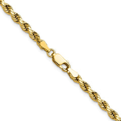 14K 24 inch 3.5mm Semi Solid Diamond-cut Rope with Lobster Clasp Chain