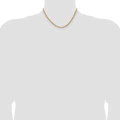 14K 16 inch 3.5mm Semi Solid Diamond-cut Rope with Lobster Clasp Chain
