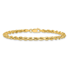 14K 8 inch 3.5mm Semi Solid Diamond-cut Rope with Lobster Clasp Chain