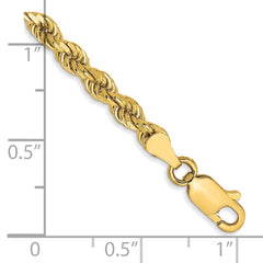 14K 8 inch 3.5mm Semi Solid Diamond-cut Rope with Lobster Clasp Chain