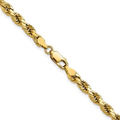 14K 22 inch 4mm Semi Solid Diamond-cut Rope with Lobster Clasp Chain