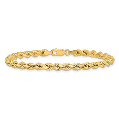14K 8 inch 4mm Semi Solid Diamond-cut Rope with Lobster Clasp Chain