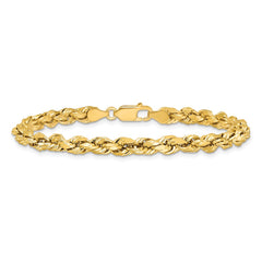 14K 7 inch 4.9mm Semi Solid Diamond-cut Rope with Lobster Clasp Chain