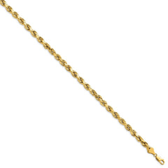 14K 7 inch 5.5mm Semi Solid Diamond-cut Rope with Lobster Clasp Chain