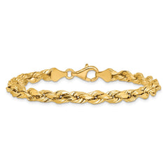 14K 7 inch 5.5mm Semi Solid Diamond-cut Rope with Lobster Clasp Chain
