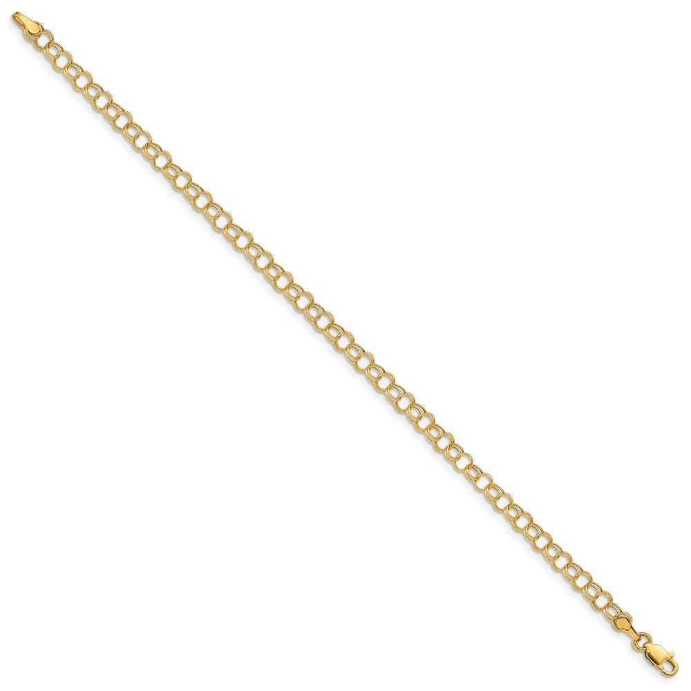 14k 4mm Hollow Double Link 7 inch Charm Bracelet