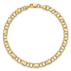 14k 4mm Solid Double Link with Hearts 8 inch Charm Bracelet